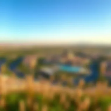 Panoramic Landscape of Damac Hills A panoramic view of Damac Hills, depicting the landscape and residential properties