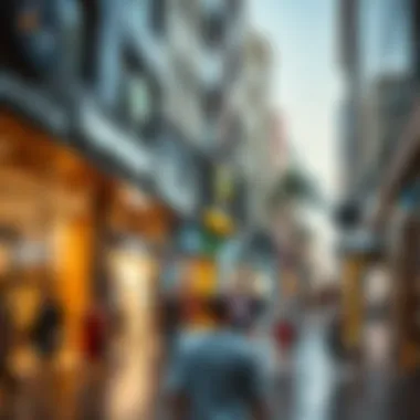 A bustling shopping street within محلات ديرفيلدز reflecting consumer activity