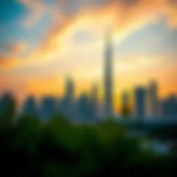 Stunning skyline of Dubai at sunset showcasing downtown residences