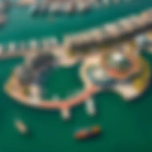 Aerial view of Dubai Creek Harbour showcasing The Cove area