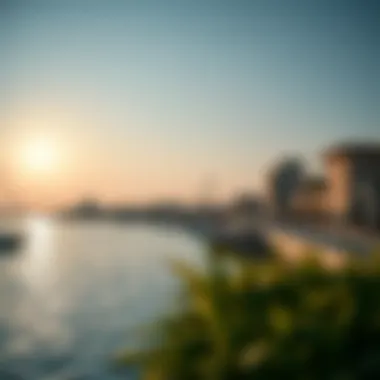 Scenic Waterfront of The Cove in Dubai Creek Harbour Scenic waterfront view from The Cove