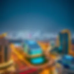 A panoramic view of Dubai's central district showcasing modern architecture and skyline