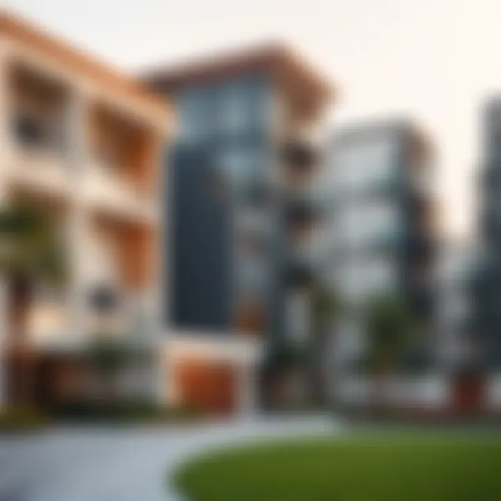 Luxurious residential complex in Dubai International Park highlighting modern architecture
