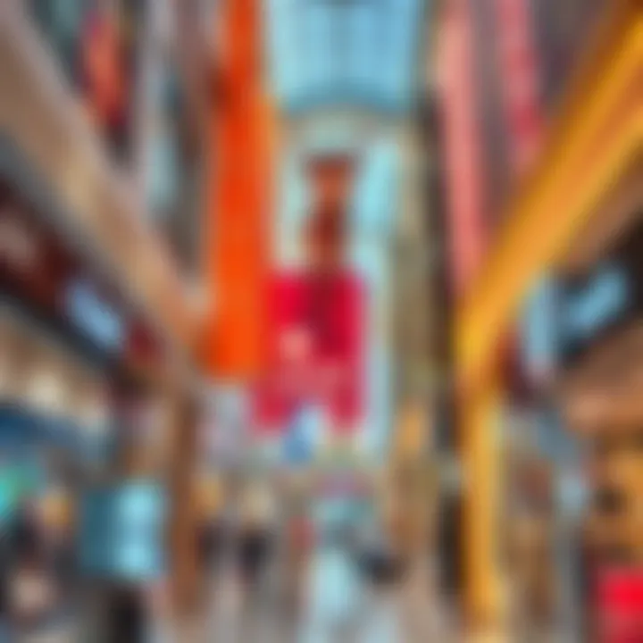 Vibrant shopping scene inside Festival City Mall filled with diverse stores
