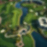 Aerial view of the Earth Course showcasing its lush green fairways and water features