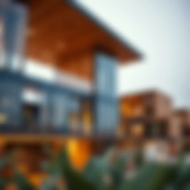 Architectural details of the Act One and Act Two projects, highlighting innovative design elements.