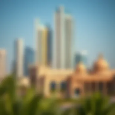 Modern skyline of Fariq Al Ain juxtaposed with historical architecture