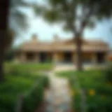 Charming farmhouse surrounded by lush greenery