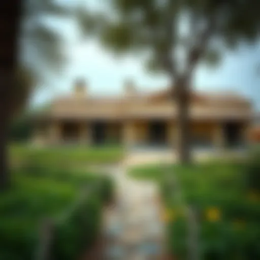 Charming farmhouse surrounded by lush greenery