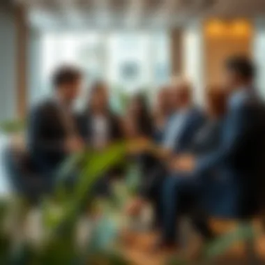 A diverse group of individuals discussing real estate investment strategies.