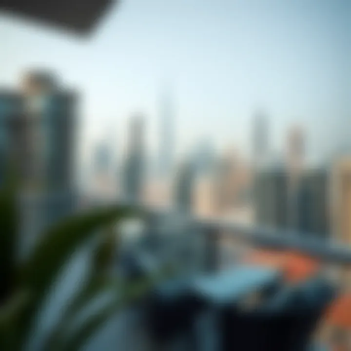 Dubai skyline view from shared apartment balcony
