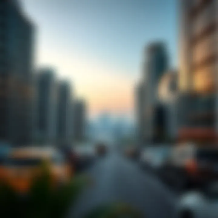 A panoramic view of Dubai Marina showcasing free parking zones.
