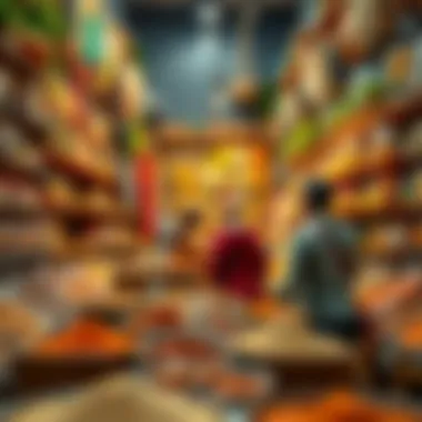 Exotic Spices and Aromas Visitors exploring a shop filled with exotic spices