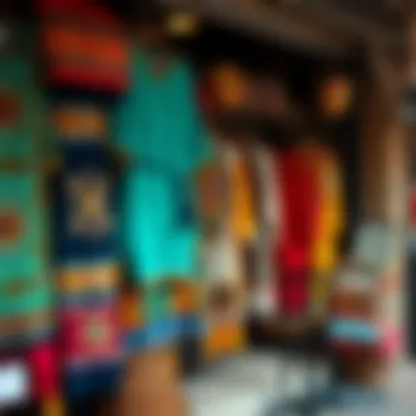 Textiles and Garments from Diverse Cultures Colorful textiles and garments displayed in a storefront