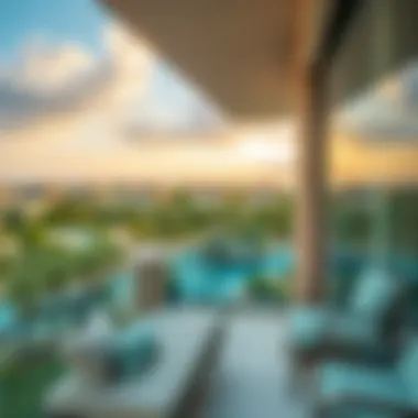 Scenic view of Discovery Gardens from a hotel apartment balcony