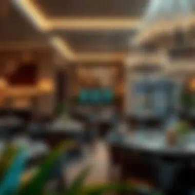 Dining area of a hotel in Qusais, featuring diverse culinary offerings