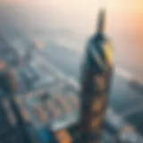 Stunning aerial view of Ellington Tower showcasing its unique architectural design