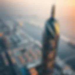 Stunning aerial view of Ellington Tower showcasing its unique architectural design