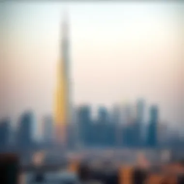 Dubai Skyline Featuring Ellington Tower Panoramic view of the Dubai skyline with Ellington Tower as a focal point