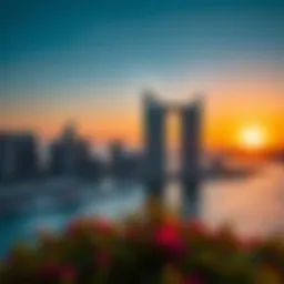 Luxurious view of Intercontinental Dubai Marina at sunset
