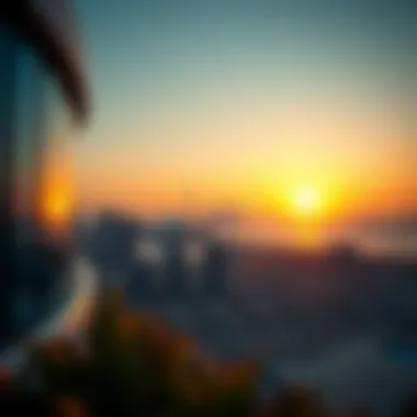 Breathtaking Sunset Views Vibrant sunset over the skyline of Jumeirah Bay Island