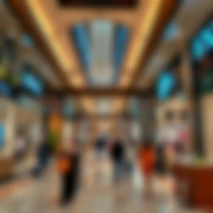 Vibrant retail spaces filled with shoppers exploring various brands