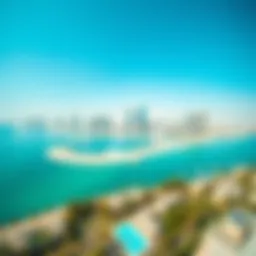 A panoramic view of كورنيش الممزر showcasing the beautiful beach and skyline