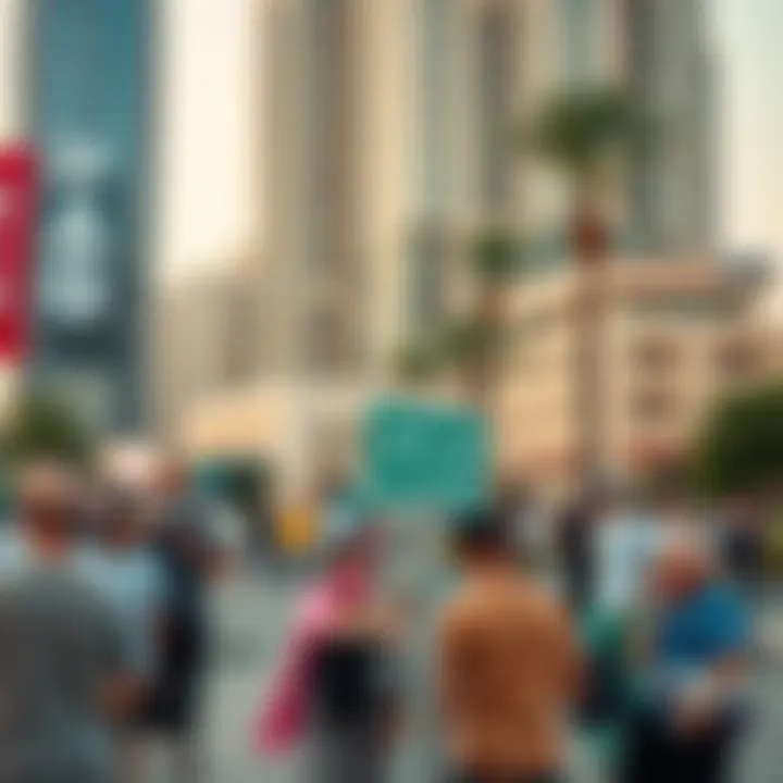 Vibrant community atmosphere surrounding برج لؤلؤة الخان