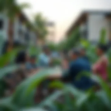 Community Engagement in Urban Nature Community gathering at a mangrove residence highlighting social interaction