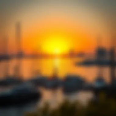 Serene Sunset Over the Marina Tranquil marina setting at sunset