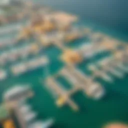 Aerial view of Dubai marina showcasing partitioned spaces