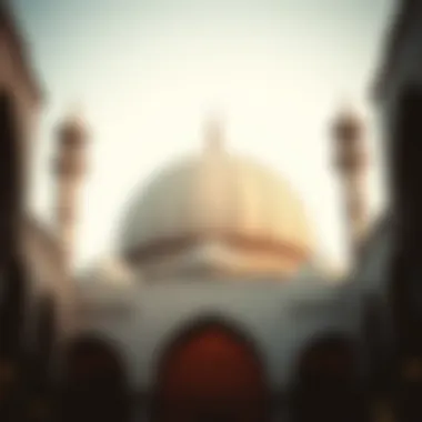 Architectural Elements of a Mosque Dome Architectural elements highlighting the dome of a mosque