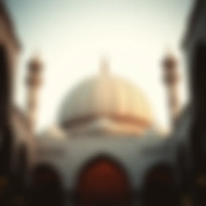 Architectural Elements of a Mosque Dome Architectural elements highlighting the dome of a mosque