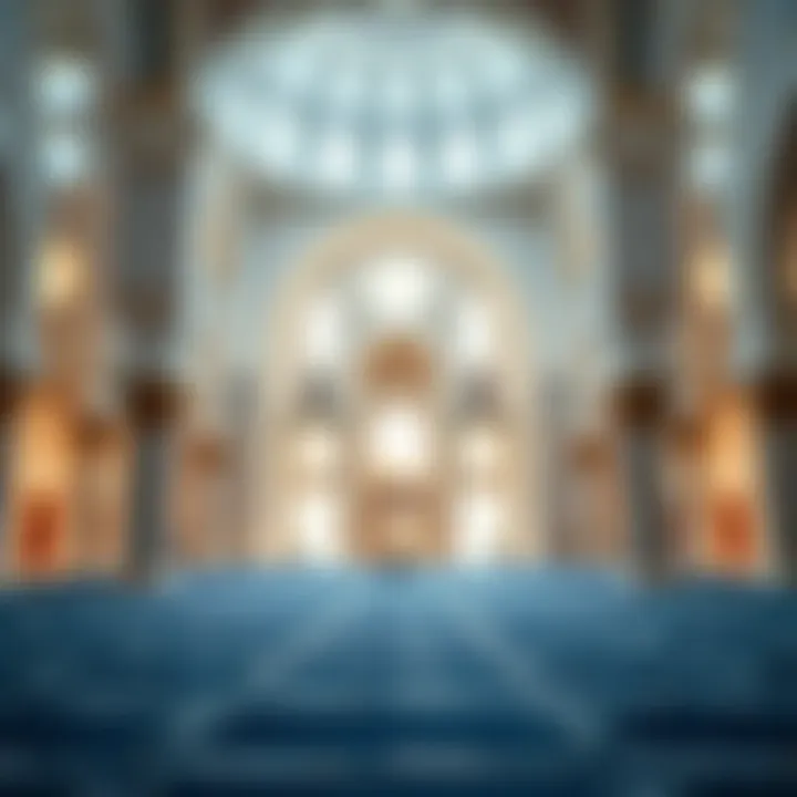 Prayer Area Interior of a Dubai Mosque Interior design showcasing the prayer area of a mosque