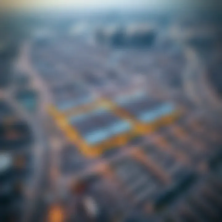 An aerial shot highlighting the strategic location of Mussafah warehouses in Dubai