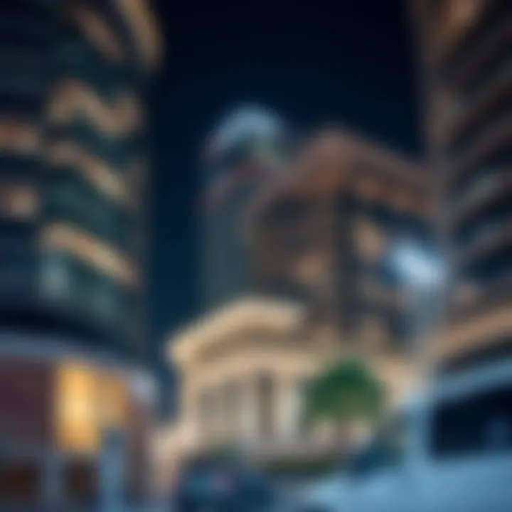 Modern office buildings in Karama, showcasing contemporary architecture