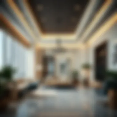 Elegant Office Interiors in Karama Interior of a stylish office space in Karama, emphasizing design