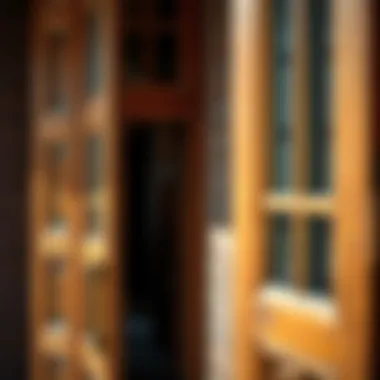 Intricate details of wooden doors and window frames in old UAE houses