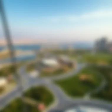 Aerial view of the surrounding landscape highlighting One Omniyat’s strategic location.