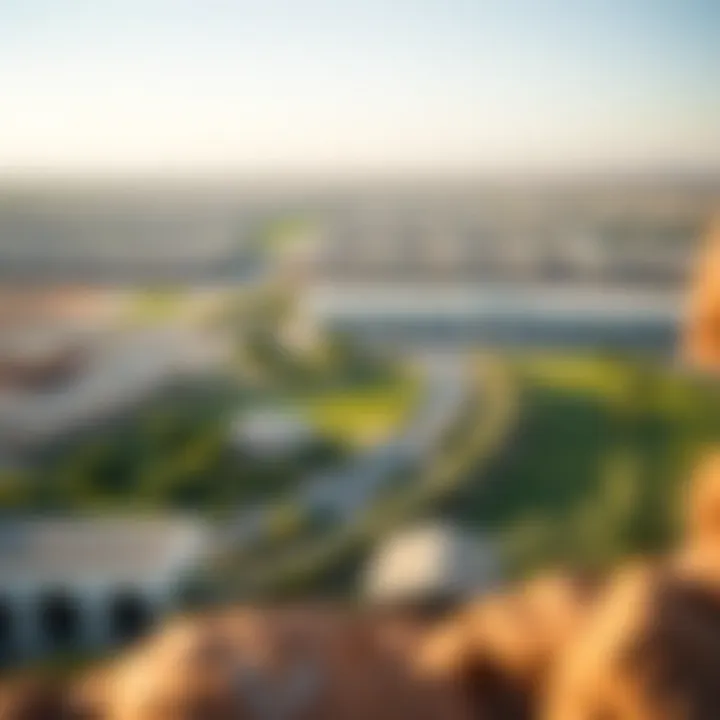 Panoramic view of Dubai Hills highlighting green spaces