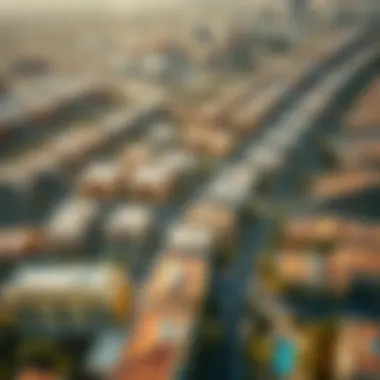 Dubai's Neighborhoods and Property Diversity Aerial view of diverse neighborhoods in Dubai, highlighting various property types.