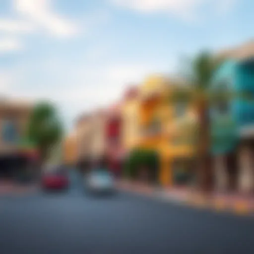 A vibrant street view of Karama showcasing local architecture