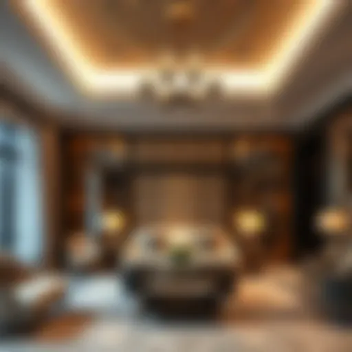 Luxurious hotel room showcasing opulent decor in Bur Dubai