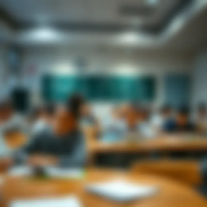Classroom environment with engaged students learning