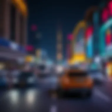 Nightlife Along Sheikh Zayed Road Vibrant nightlife scene along Sheikh Zayed Road with illuminated landmarks