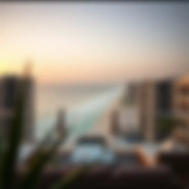 Panoramic view of the beach from a Dubai shoreline apartment