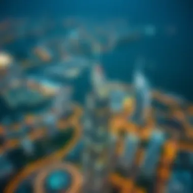 Aerial Perspective of JLT with Silver Tower Aerial view of Jumeirah Lake Towers highlighting Silver Tower