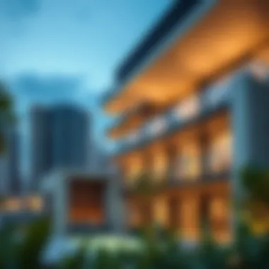 Overview of International City with modern architecture