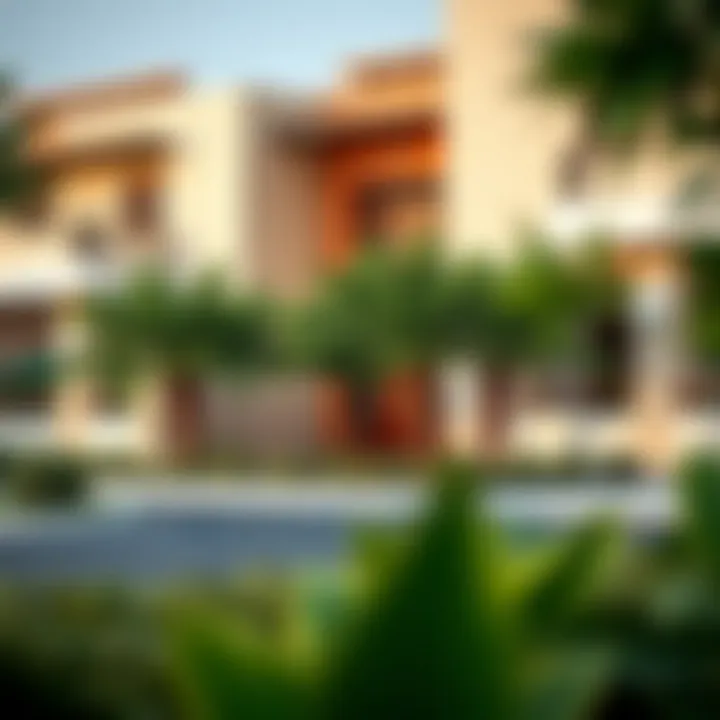 Exterior view of Al Khail Gate community with greenery