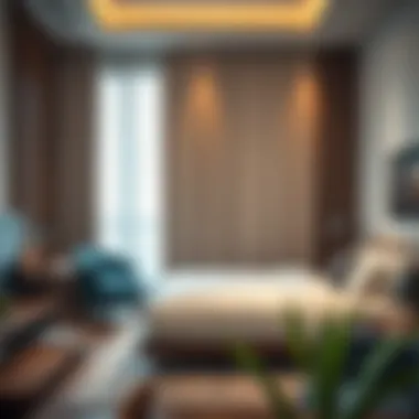 Cozy studio room interior showcasing modern furnishings